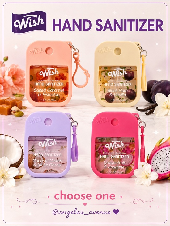 Wish Other - 𝐖𝐢𝐬𝐡 Silicone Keychain 𝐇𝐚𝐧𝐝 𝐒𝐚𝐧𝐢𝐭𝐢𝐳𝐞𝐫 Case in 4 Colors CHOOSE ONE